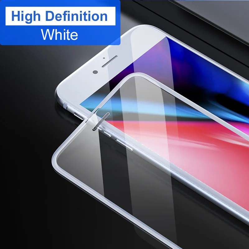 HD White Baseus 0,3 мм пыленепроницаемый протектор экрана из закаленного стекла для iPhone 8 7 6 6s S Plus 7Plus 8Plus полное покрытие Защитная стеклянная пленка - Цвет: HD White