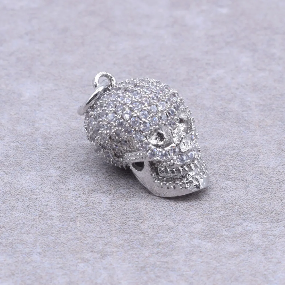 Модный шарм с черепом инкрустированный медным цирконием подходит для