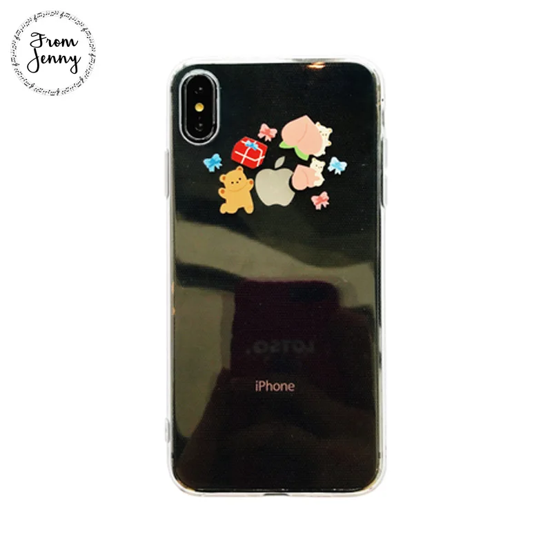From Jenny с милым медведем персикового цвета для iPhone x xr xs max 6 6s 7 8 Plus Прозрачный чехол