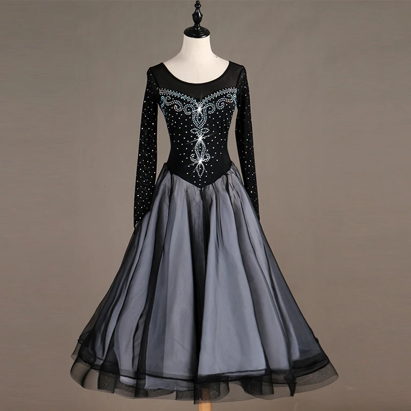 

Elegant Ballroom Dance Competition Dresses For Women Rhinestone Standard Dance Waltz Tango Square Dance Performance Dress DC2467