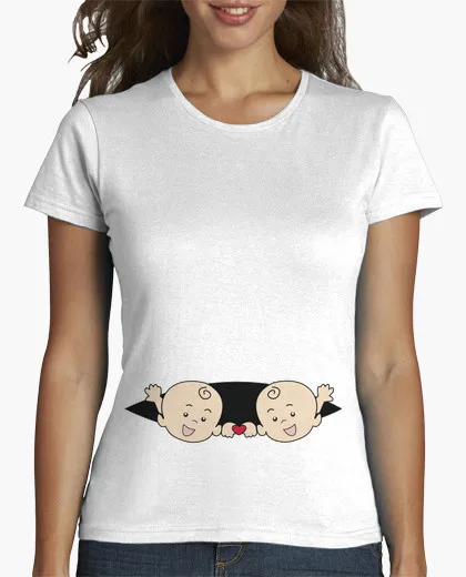 2017 Лето Бросился девушки футболка БЕРЕМЕННОСТЬ БЛИЗНЕЦОВ короткий О шеи Новинка