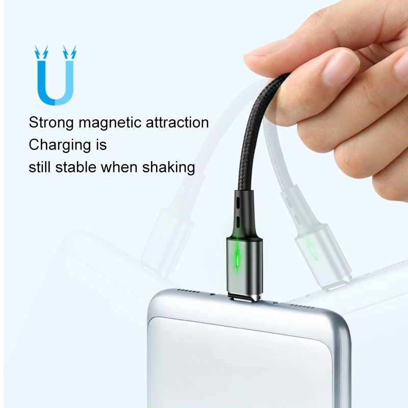 Elough led micro usb cable for xiaomi redmi note 5 pro phone charger magnetic cable for iphone usb type c magnet charging cable