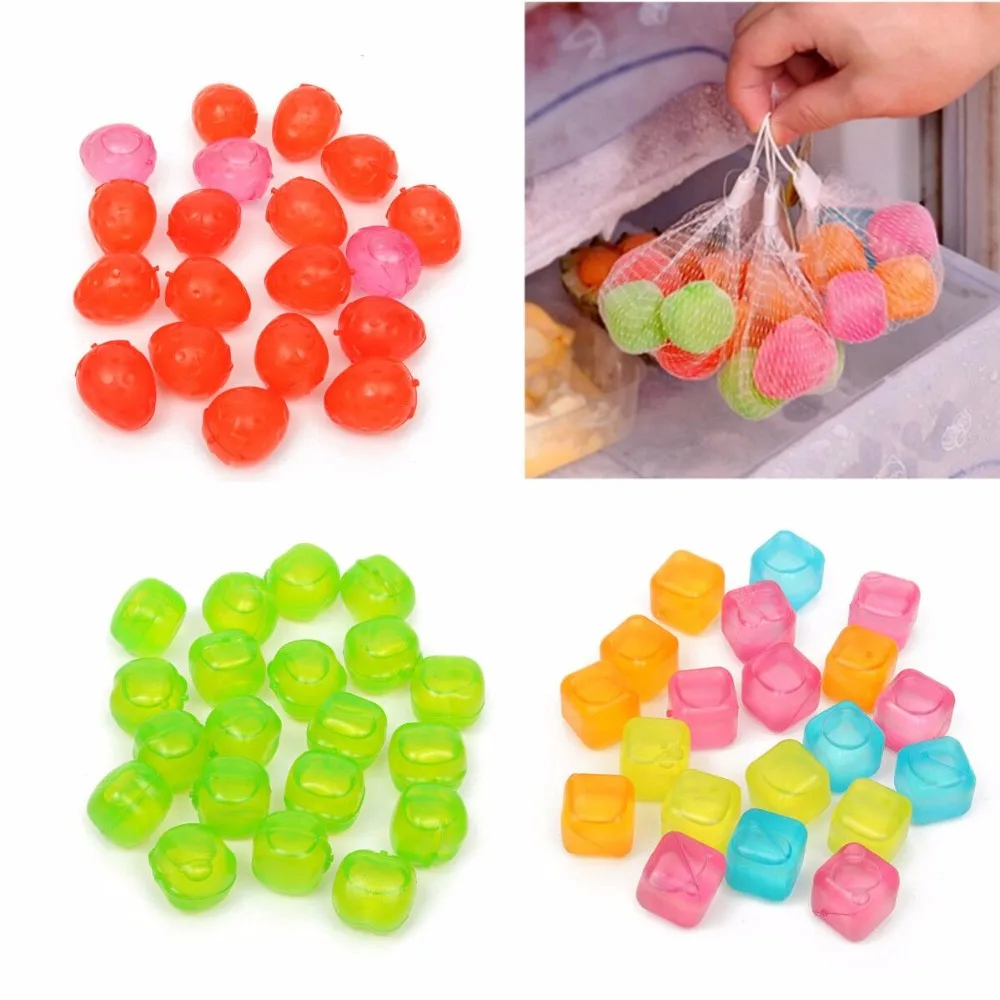 6Pcs/Sett Fruit and Square Shaped Ice Cubes LDPE Food-grade Plastic Reusable Polychrome Party Wine Cooler | Дом и сад