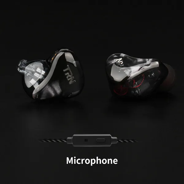 black with mic TRN 6BA драйвер в ухо наушник 6 сбалансированная арматура HIFI монитор бег спортивные наушники вкладыши с 2PIN съемный кабель - Цвет: black with mic