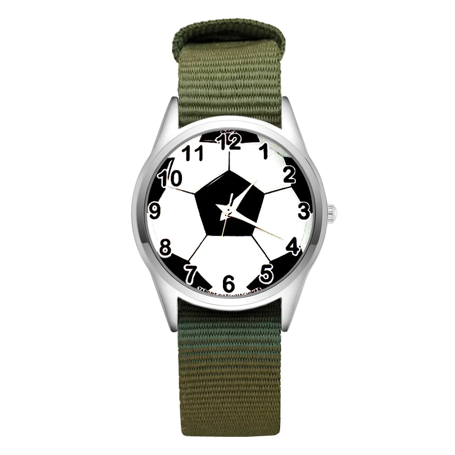 

Fashion Cartoon Cute football style Watches Women's Girls Students Boy's Children Nylon Strap Quartz Wrist Watch Clcok JC57