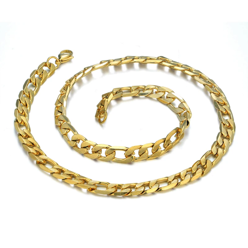Кубинское ожерелье из золотых цепей для мужчин тиснение 9 мм винтажные мужские