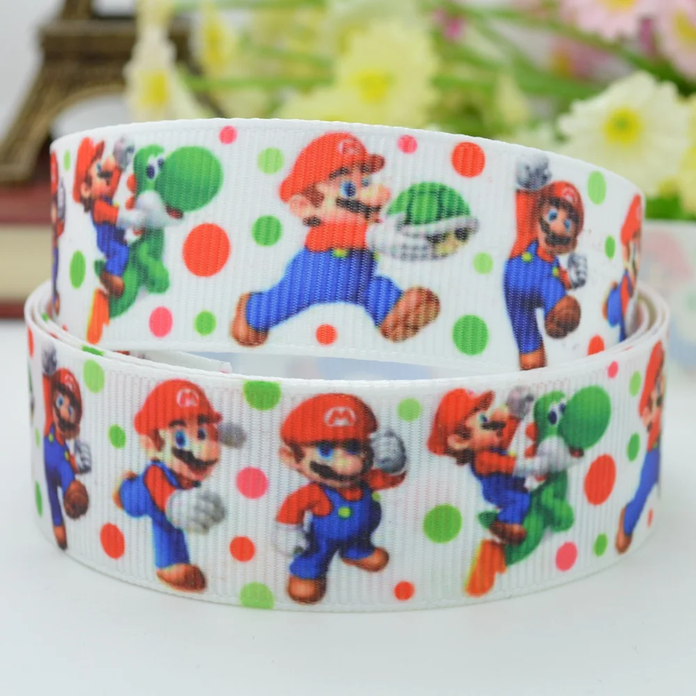 DUWES 7/8 &quot22 мм 2 5 10 50 ярдов Супер Марио губка мультфильм печатных grosgrain ленты волос