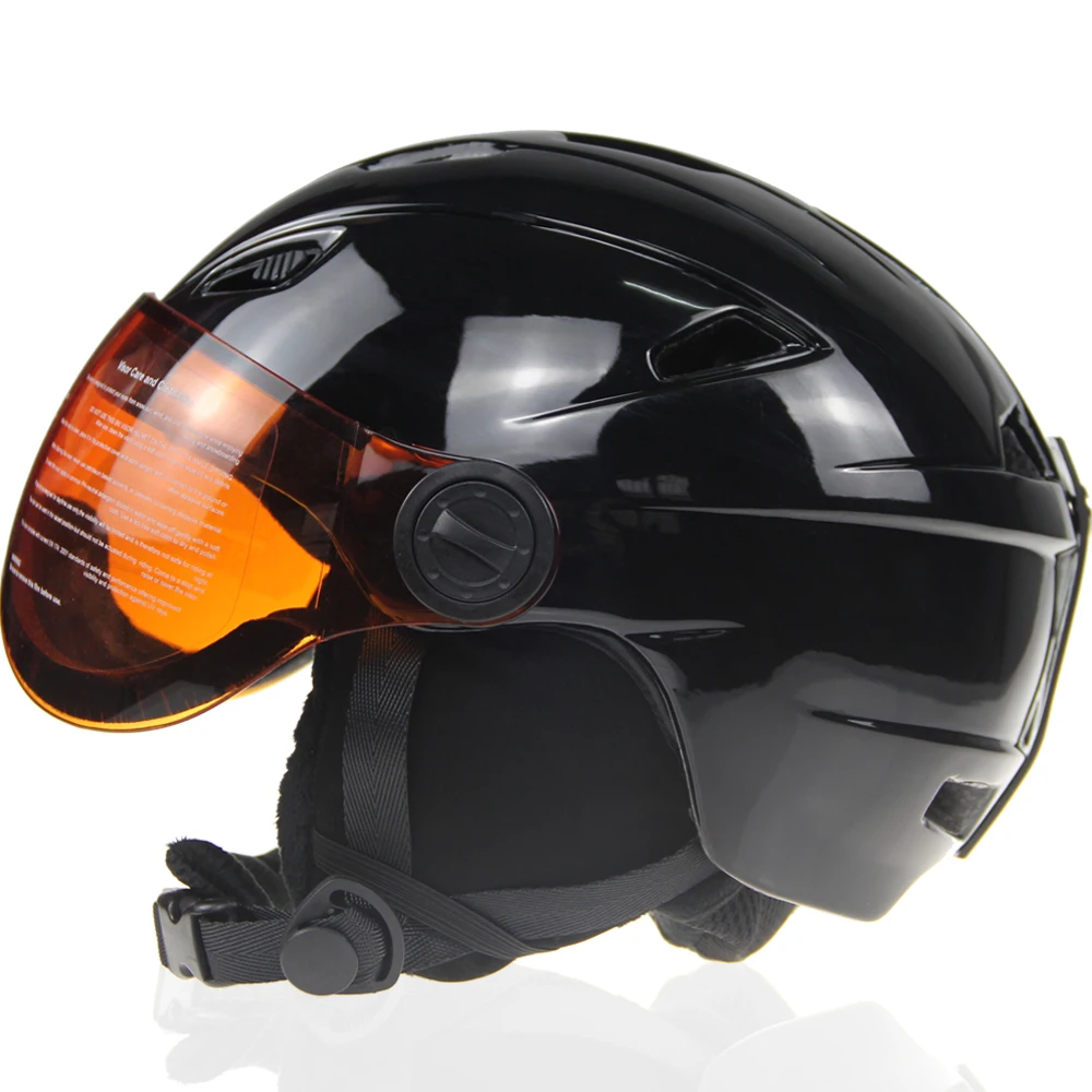 Фирменный Черный лыжный шлем с очками для мужчин/женщин/детей зимняя теплая