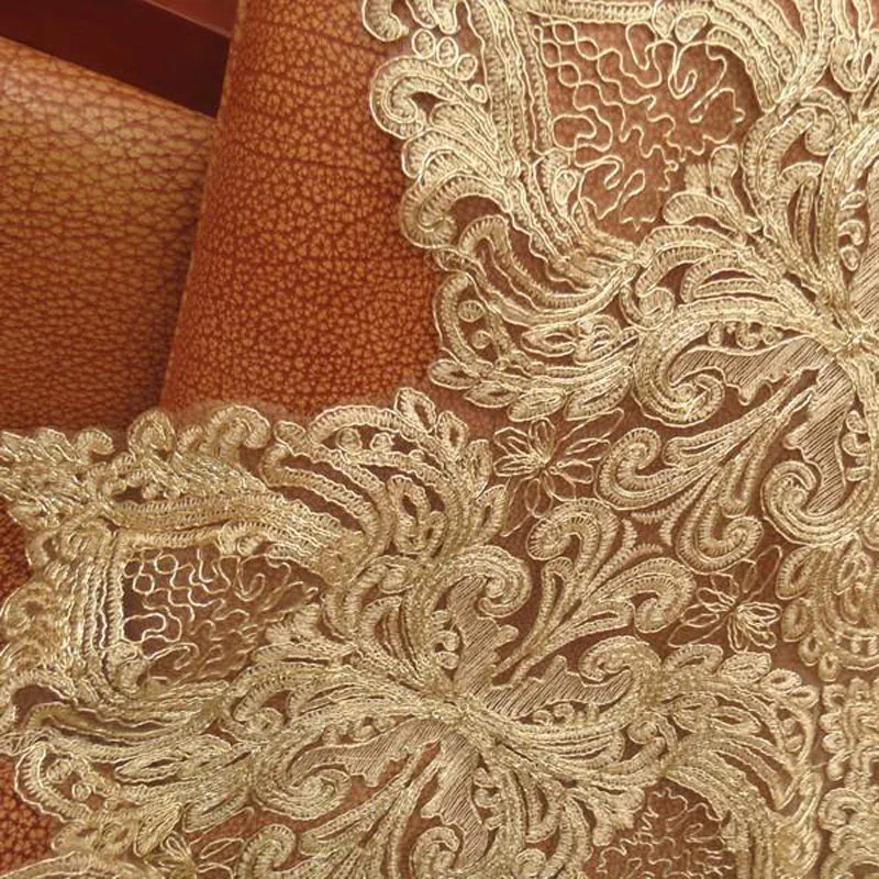 Золотые барочные сердца Большие кружевные ткани тюль Высококачественная