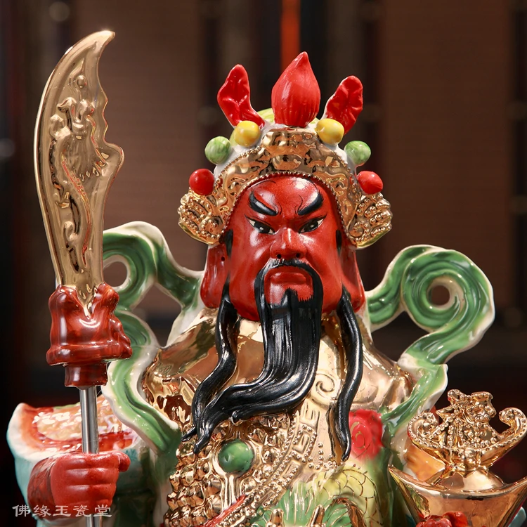 Настоящая керамика статуя Будды Фортуна бизнес орнамент Гуандун фэншуй