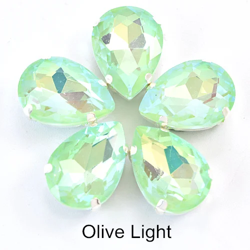Olive Light 13x18 мм 20 шт. Teardrop свет Красочные стекло пришить стразы с коготь падение кристалл для нашивки коготь стразы для одежды B3772 - Цвет: Olive Light