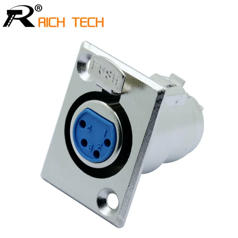 1 шт. 4 контактный разъем XLR YS1K3F2 никелированный 3pin гнездовой для крепления на