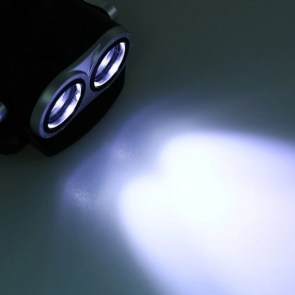 Светодиодный налобный фонарь XM L T6 с двумя головками 1000 люмен перезаряжаемый USB