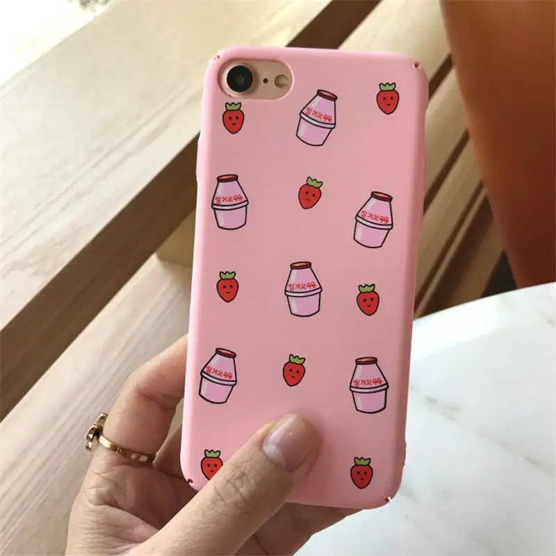 Korean Beverage Milk Hard Shell For Iphone 66s 78 78plus x/Xs Xr Xsmax Half Pack Anti-Fall Coverl |
