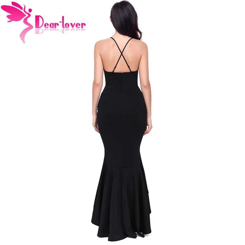 Женское платье Русалка на тонких бретельках Dear Lover черное красное с