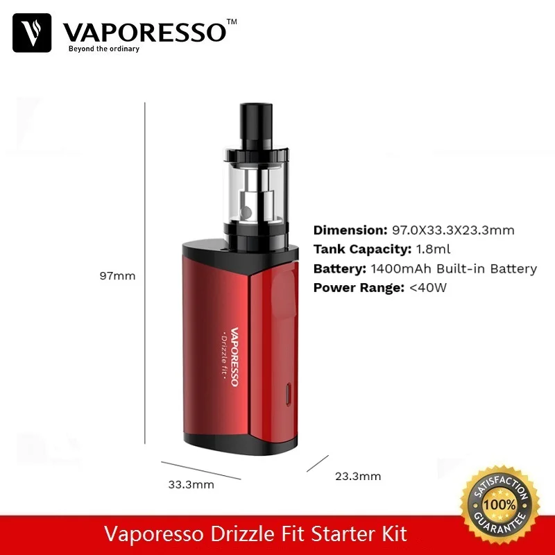 Предзаказ Vaporesso Drizzle Fit Starter Kit 40 Вт 1400 мА/ч бокс мод с атомайзером для вейпа 1 8 мл
