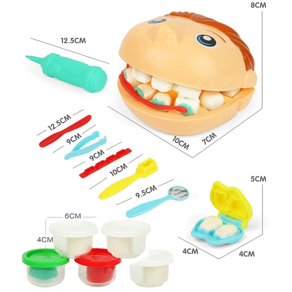 

Children's Educational Toys Set for Kid's Creativity with Plasticine Dentist Mud Pretend Play Gift for New Year Gift Doctor Toys