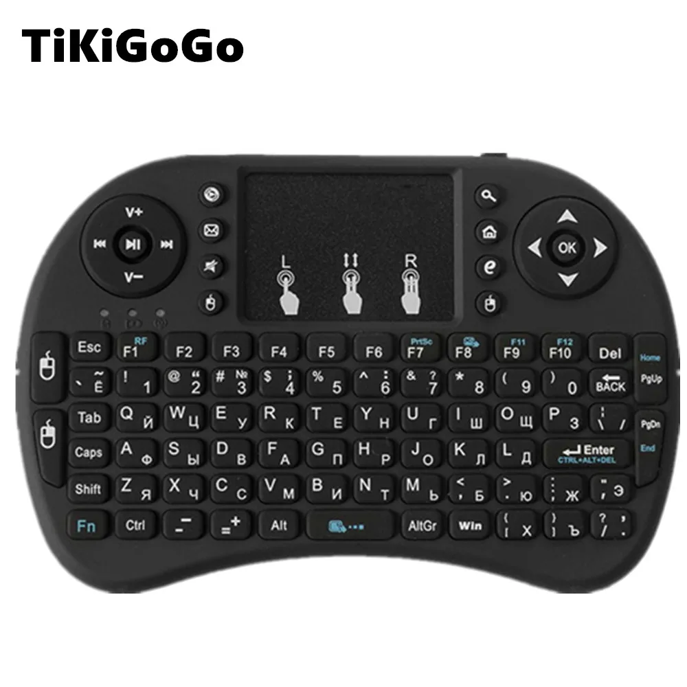 Tikigogo air mouse с сенсорной панелью i8 Мини Беспроводная клавиатура Пульт дистанционного управления русская английская раскладка для android smart tv box pc