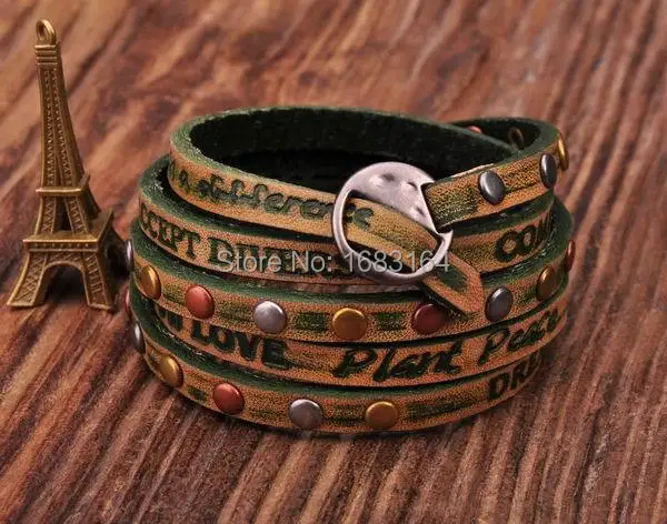 Винтажные кожаные мужские шарфы 5 шт. зеленого цвета наручный браслет