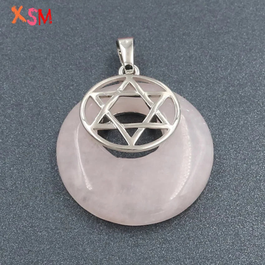 Xinshangmie Звезда Давида круглый полый кулон для ожерелья натуральный аметист