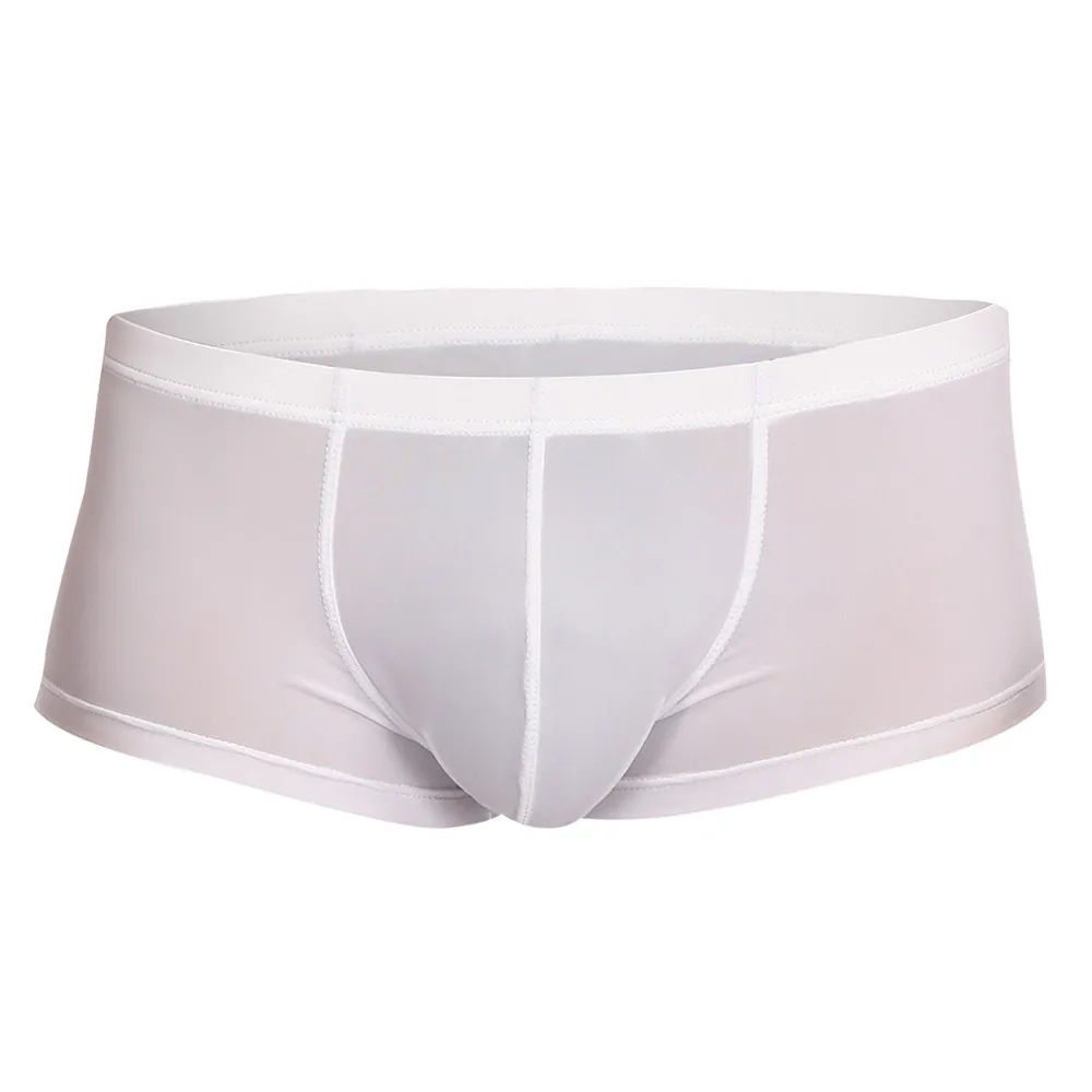 Белый FeiTong, боксеры, мужские, Cueca, одноцветные, боксеры, шорты, с мешочком, ультратонкие трусы, одежда для геев, мужское нижнее белье, боксеры, бренд - Цвет: Белый