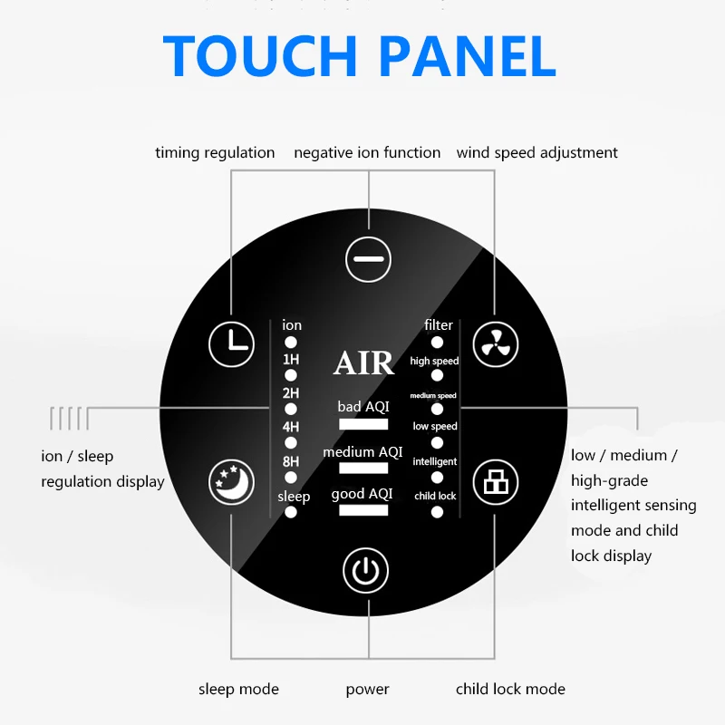 Air Purifier Cleaner PM 2.5 Detector OLED Screen Home Cleaning Intelligent Ozone Purifiers for Korea | Бытовая техника