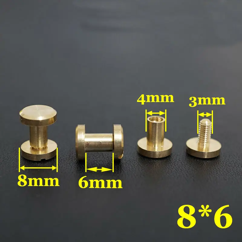 (Q1) 50pc Solid Brass Chicago Screw Flat-Head Saddle Tack Belt Leathercraft | Дом и сад