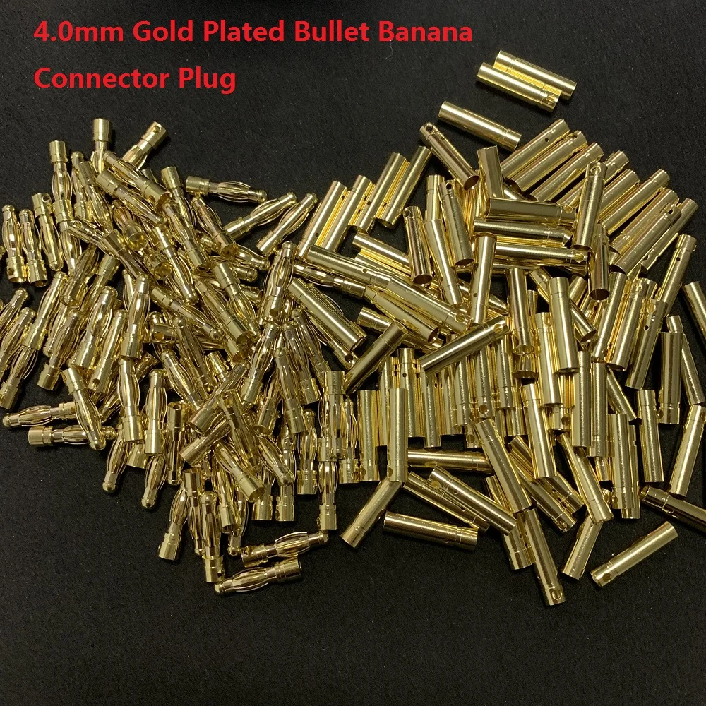 

Whole Sale 4.0mm Gold Tone Metal RC Banana Bullet Plug Connector Male Female For ESC Battery Motor