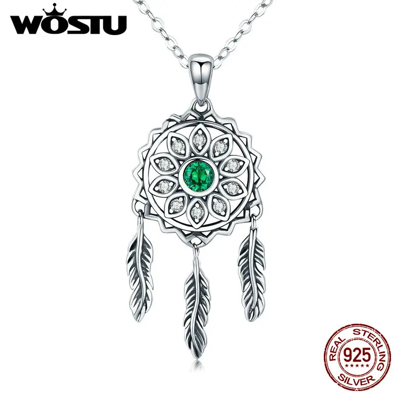 WOSTU 925 пробы Серебряный Ловец снов кулон в виде Ловца снов ожерелье для женщин Мода серебро Бохо ювелирные изделия подарок CQN263