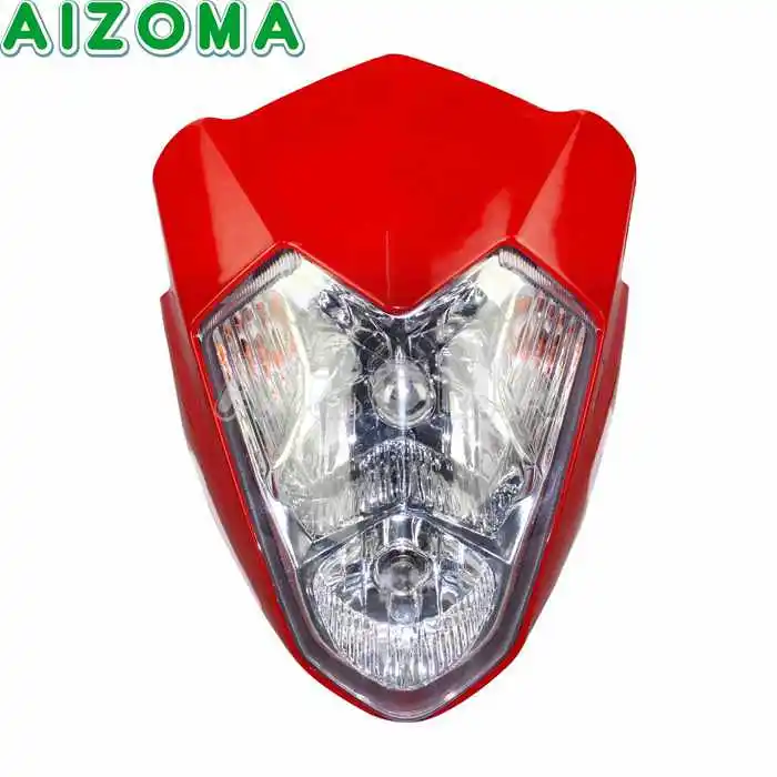 Red Уличный мотоцикл 12 В/10 Вт фара в сборе для Honda Suzuki Yamaha Kawasaki GSXR CBR CB YZ Fazer универсальная фара - Цвет: Red