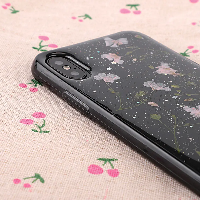 Живыми цветами засушенные цветы Мягкий TPU чехол для iPhone X XR XS Max 6 S 7 8plus кейс Samsung Galaxy