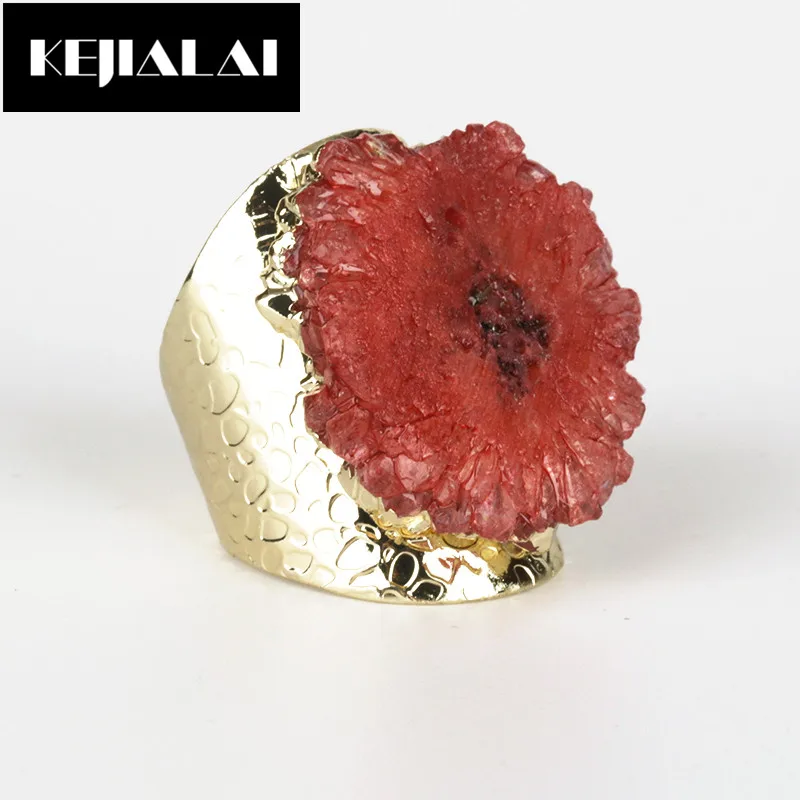 KEJIALAI Женская мода кольца из натурального камня зеленый синий красный белый