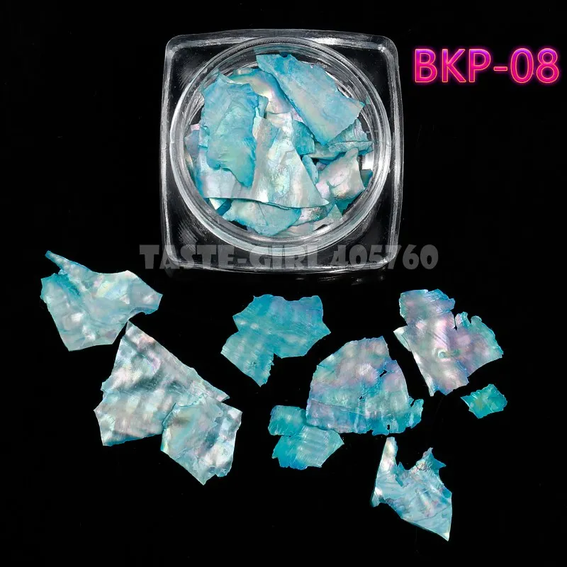 BKP08 1 баночка красочные 3D нерегулярные Абалон натуральный морской оболочки осколки текстуры Блестки для нейл Арта(искусство украшения ногтей) наклейка ломтик DIY Советы - Цвет: BKP08