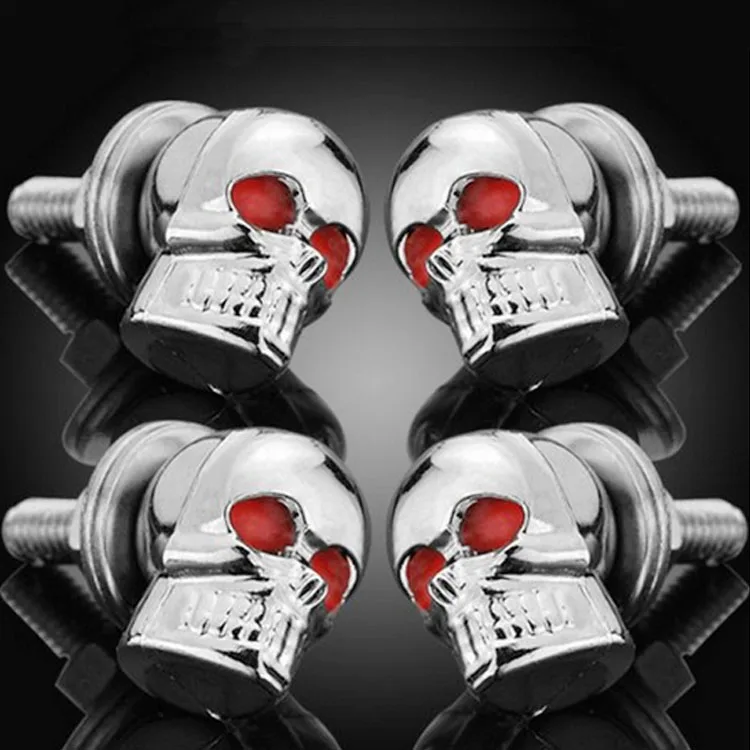 4x6 мм череп тег номерного знака рамки отделкой Болты Шурупы крепежа Chrome Red Eye|Гайки