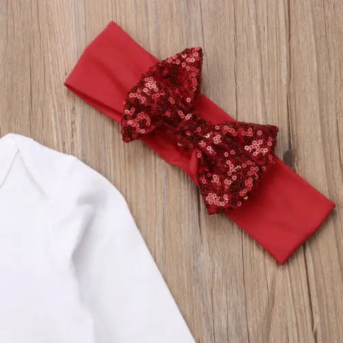 Топы для новорожденных девочек с надписью My First Christmas комбинезон юбка повязка на