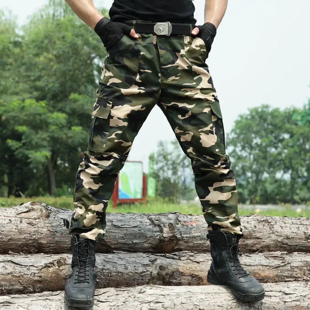 Камуфляжные тактические штаны мужские военные карго Pantalon Homme армейский Стиль боевые брюки Охотник спецназ камуфляж рабочие брюки - Цвет: camo 3