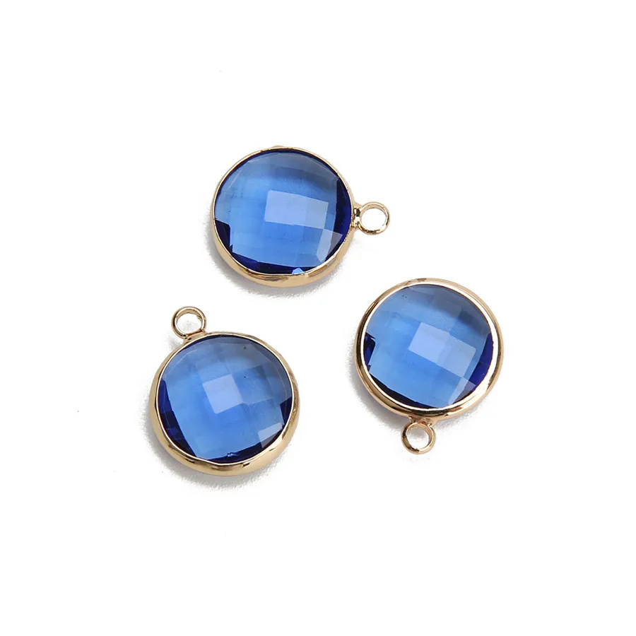 lake blue Lac 5 шт./лот 10 мм 15 цветов пластиковые боковые круглые стеклянные подвески для ожерелья браслеты Разъем DIY Изготовление, поиск ювелирных изделий - Окраска металла: lake blue