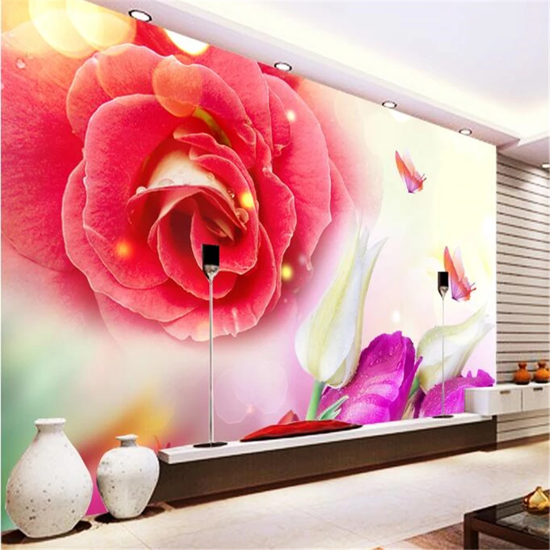 

beibehang Personality custom wallpaper weather fashion rose bedroom living room sofa TV background wall
