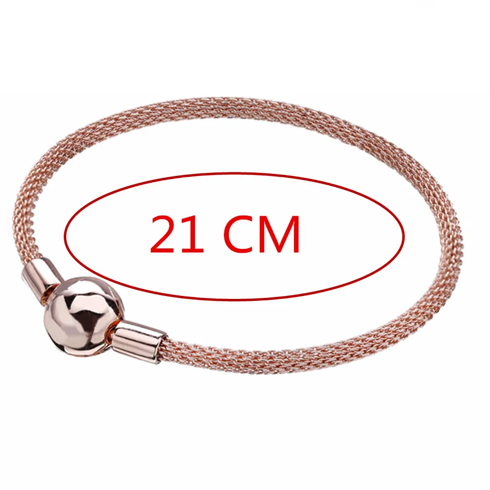 Rose Gold-21CM Lovecabin, 925 пробы, Серебряный момент, сетчатые браслеты, браслеты для женщин, роскошный бренд, серебро 925, ювелирные изделия, рождественские подарки - Окраска металла: Rose Gold-21CM