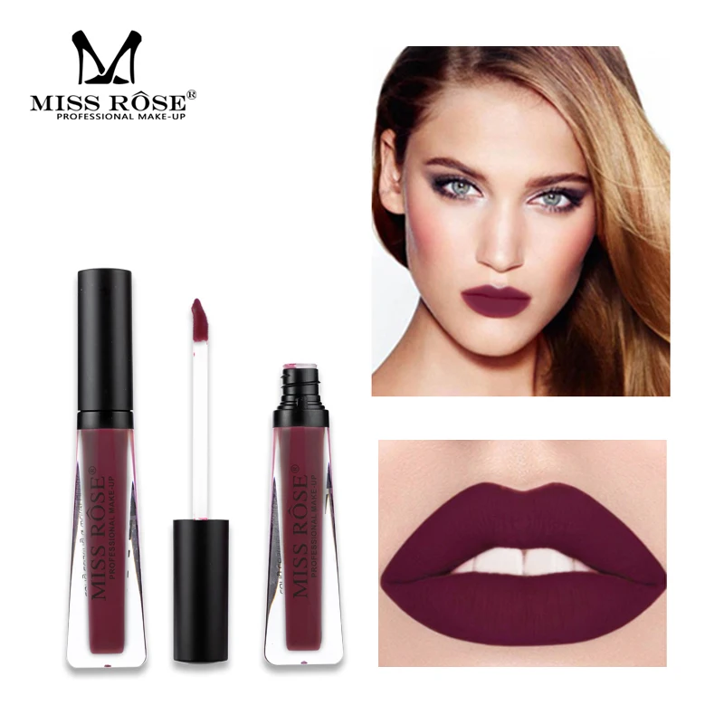 Miss Rose velvet matte lip gloss 12 colors waterproof long lasting dark brown liquid lipstick rose red tint MS0 | Красота и здоровье