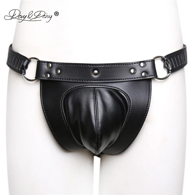 322401010 Black DAVYDAISY Мужчины Пояс верности замок петух трусики из искусственной кожи гей-Фетиш стринги, сексуальное женское белье Экзотические трусы Мужское нижнее белье UN533 - Цвет: 322401010 Black