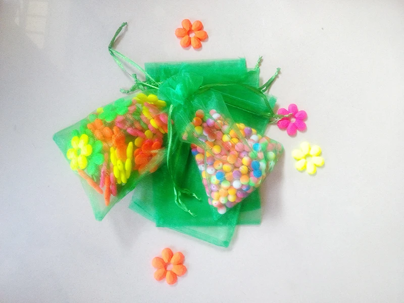 

100pcs Grass green organza gift bags 13x18cm party bags for women event wed Drawstring bag Jewelry Display Bag diy accessories