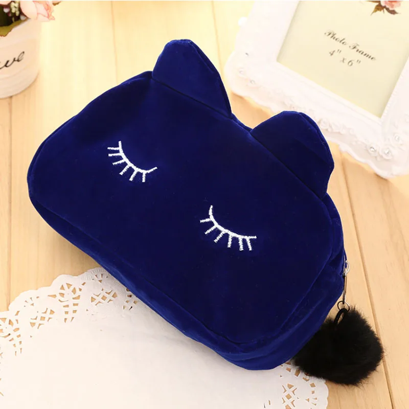 Портативная Милая косметичка для кошек разноцветный удобный плюшевый Кошелек