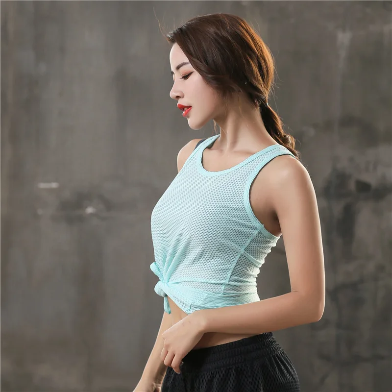 Sexy sleeveless Gym Yoga Top Woman Dry Fit ladies Fitness Sport Shirt Drawstring Workout Tops Women Jogging Running Vest Unique