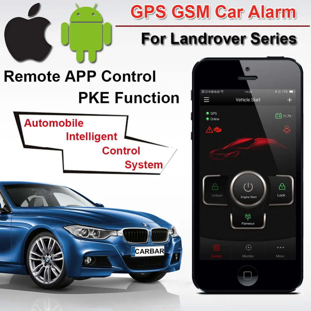 IOS Android PKE GPS GSM Автомобильная сигнализация для Landrover кнопка запуска двигателя