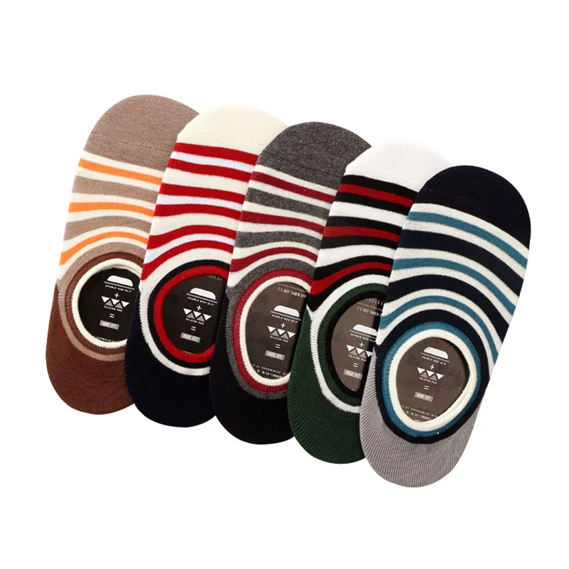 

Носки мужские Нескользящие, хлопковые невидимые дышащие полосатые повседневные, впитывающие пот, 6 пар, летние
