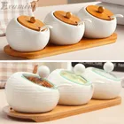 Керамический контейнер для приправ, креативный держатель для хранения, бутылка-дозатор, стеклянная крышка для соли, домашний декор, подарок