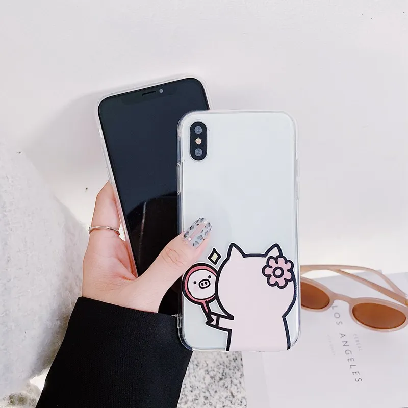 Чехол для iPhone X XS Max XR с забавным рисунком поросенка из мультфильма милый чехол