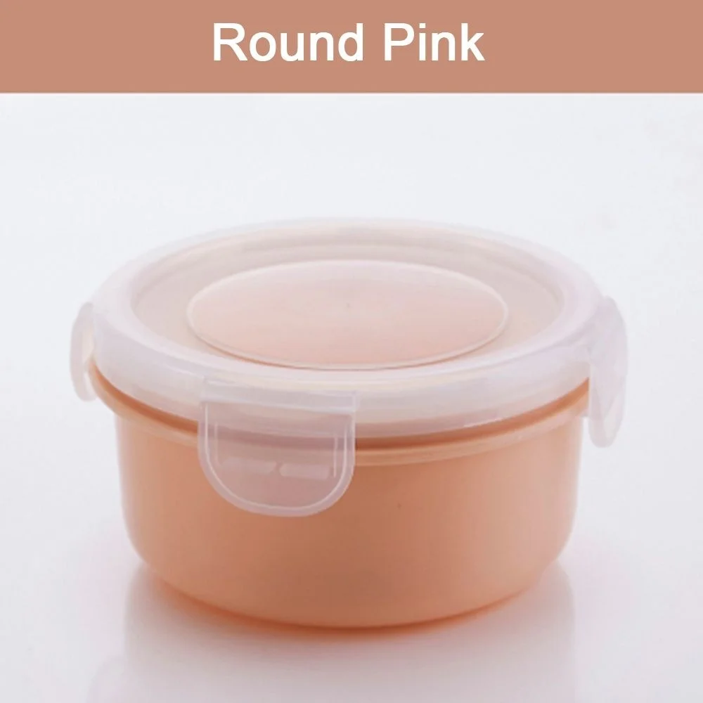 round pink IVYSHION, кухонный герметичный холодильник, контейнер для еды, контейнер для хранения свежих специй, контейнер для ланча Bento, контейнер для ланча - Цвет: round pink