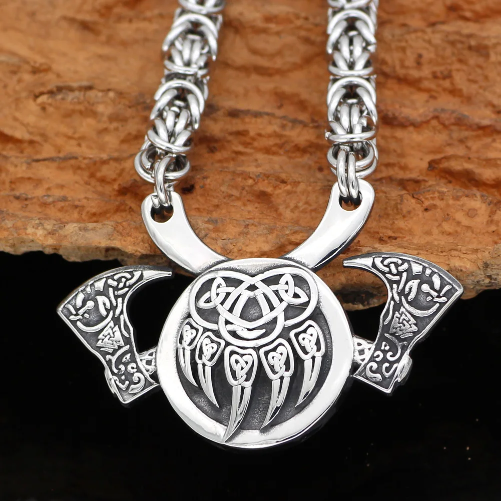 Искусственная Амулет из нержавеющей стали valknut маленькая Медвежья Лапа
